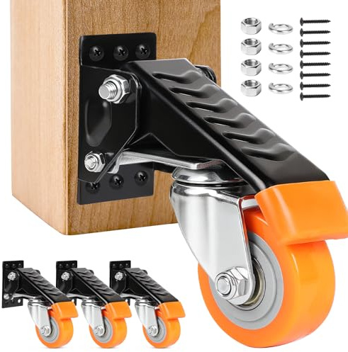 DBREAKS 4Pcs Werkbank Schwerlastrollen Absenkbar 300kg 63,5mm für Werkbänke | Rollen Schwerlast, Möbelrollen mit Bremse, Heberollen aus Polyurethan Stahlfertig, Transportrollen Große Tische Geräte