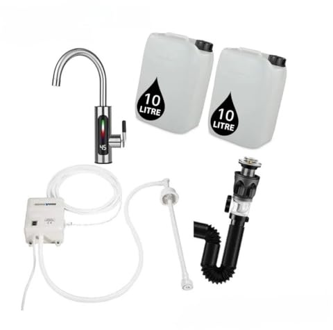 Portable No Plumbing Sink Kit, 10L Water Tanks, Digital Temperature Display Tap, Waste Kit