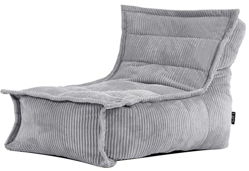 icon Dolce Kids Cord Bean Bag Chair with Filling Included, Grey | Made in the UK, Kids Beanbag, Soft Corduroy Fabric, Floor Chair for Playroom or Bedroom