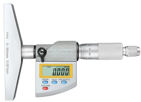 Qomcsrl Micrometro di Profondità Digitale IP65 da 0-100 mm con Risoluzione di 0,001 mm e Intercambiabile.