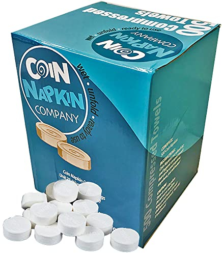 Coin Napkin Company Box of 500 Napkins Compressed Wet Wipes Tissues Magic