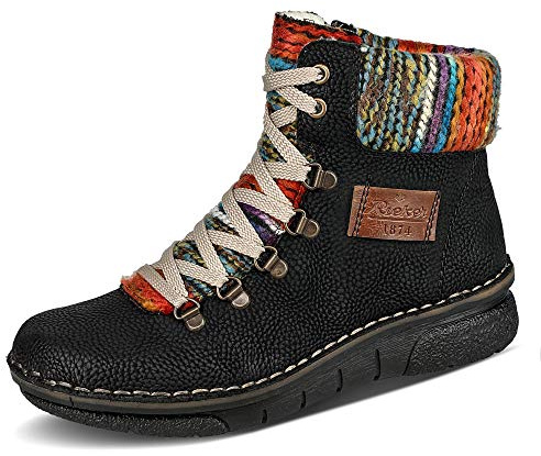 Rieker Damen Stiefel 73343, Frauen Winterstiefel,Schnürstiefel,Kurzstiefel