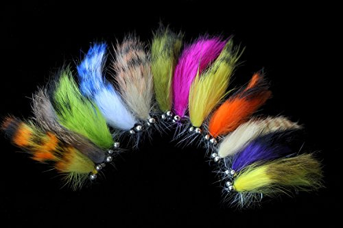 Tigofly Zonker Lot de 12 leurres de pêche à la mouche à tête lestée pour saumon truite 6,3 cm