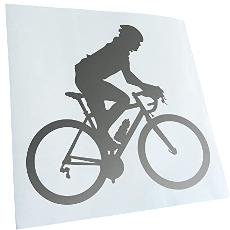 Kiwistar - Autoaufkleber - Rennrad Fahrrad Figur - Silber - 10,5x10cm - Heckscheibe Auto Aufkleber wetterfest für Kfz LKW Mofa Truck - Sticker außen selbstklebend Tuning Zubehör für Fenster Fahrzeug