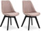SalesFever Esszimmerstuhl Cleo 2er Set | Bezug Stoff in Rosé | Knopfsteppung | Polsterstuhl in modernen Farben | Schwarze Beine aus Buche | Retro Design