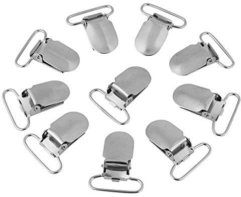 Hztyyier 10Pcs Schnullerklipps, Schnuller Clips Silber Metallklammern für Hosenträger, Schnuller, Lätzchenklammern, Spielzeughalter oder Fäustlinge(25MM * 10PCA)
