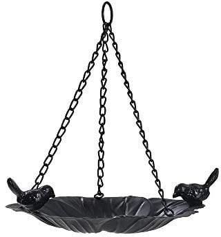 Brogan Metal Hanging Bird Feeder Tray, Platform Wild Bird Mealworms, Seed Bird Feeder Tray or Bird Bath, Outdoor Garden Backyard Decorative Ornaments for Attracting Birds (Black)