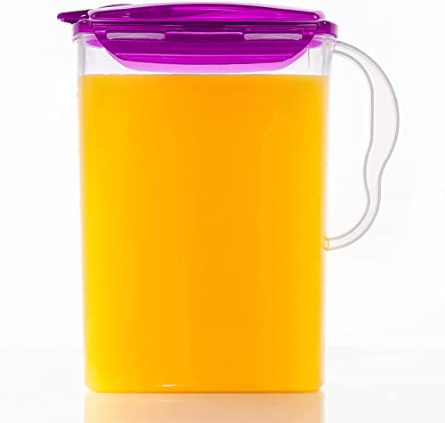 Lock & Lock Aqua Fridge Door Water Jug with Handle BPA Free Plastic Pitcher with Flip Top Lid Perfect for Making Teas and Juices, 3 liters, Purple