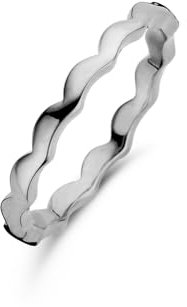 Silver wavy ring in silver white plating L23mm x W20mm size 56