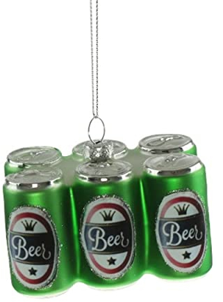 Glasanhänger Bier Sixpack 9cm Glas Weihnachtsschmuck Hänger Weihnachten Christbaumschmuck Baumschmuck Mann Geschenk