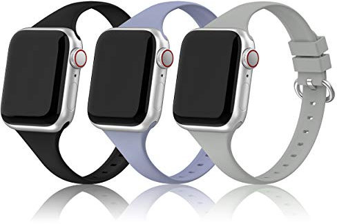PARMPH 3 Packs Sport Strap Compatible with Apple Watch Strap 38mm 40mm 41mm 42mm(Series 10), Soft Silicone Slim Strap Replacement Watchbands for iWatch Series 10 9 8 7 6 5 4 3 2 1 SE Women Men
