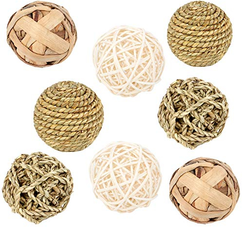 Jubaopen 8pcs Palla Rattan per Decorazioni Naturale Palline Rattan per Albero Artigianale Palline Rattan di Vimini Bianchi Rattan Balls Wicker Ball per Salute Animali Piccoli Matrimonio Casa