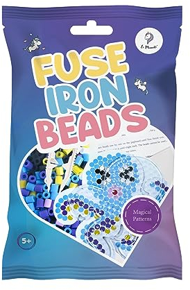 La Manuli Bügelperlen Tintenfisch mit Stiftplatte, Pinzette, Bügelpapier, 5mm Steckperlen - Kreatives Perlenset für Kinder ab 5 Jahren