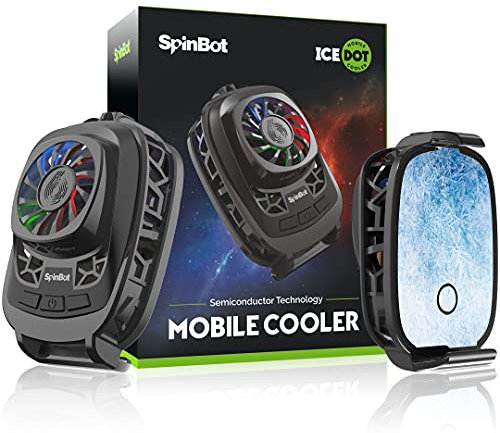 SpinBot IceDot Semiconductor Technology Mobile Phone Cooler Gaming Fan for Instant Cooling- Android and iPhones Compatible- (Black)