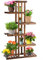 Giantex Étagère à Fleurs en Bois Massif à 6 niveaux,porte plante,Support de Pots de Fleurs pour 11 pots, Présentoire de Jardin extérieur interieur, pour Balcon, Jardin, Terrasse 75x25x140CM
