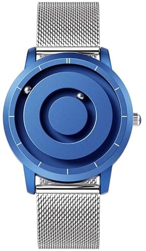 EUTOUR Uhren Herren Herrenuhr Magnet Uhr kein Glas Kugellager Quarz Armbanduhr für Männer mit Silikon/Edelstahl Mesh Armband-40mm