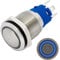 Lumonic Edelstahl Drucktaster gewölbt 16mm Durchmesser I Mit einer Ring LED in Blau Maße: 2,8x0,5mm Pin s 250V 3A I Vandalismussicher nach dem IP65 St