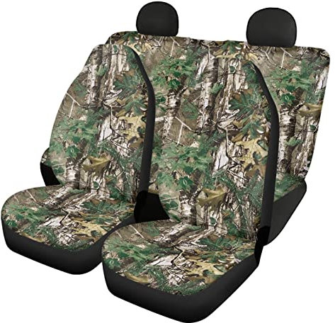 Dolyues Sitzbezüge für Vorder- und Rücksitze, Motiv: Jagd, Camouflage, komplettes Set, Innenzubehör, Autositzbezug, atmungsaktiv, langlebig, 4 Stück