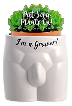 Boxer Gifts Grower Novelty - Maceta con Forma de Cuerpo, Regalo Divertido y Grosero para decoración del hogar, cerámica, Blanco, Negro, Talla única