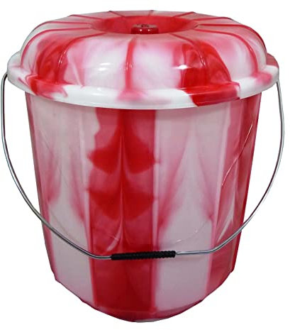 Multi Purpose Versatile Tie Dye Colour Plastic Bucket with Lid & Carry Handle Kitchen Garden Cleaning Water Animal Bird Feed Pet Food Storage Container Box (5 Litre, Red)