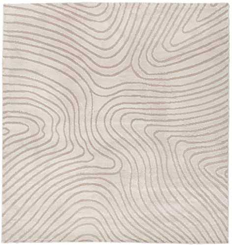 RugVista Chaima, Teppich, Moderne Teppiche, 240 x cm, Quadratisch, Niedriger Stapel, Nur chemische Reinigung, Oeko_tex_100, Cremeweiß/Beige