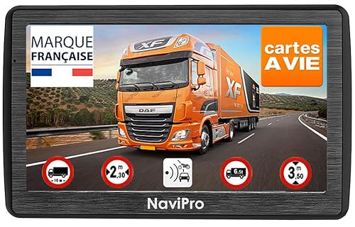 GPS Poids Lourd avec Camera DE RECUL sans Fil, NaviPro Active PND, 7 Pouces, GPS pour Camion Bus Voiture, Ventouse Aimanté, Europe