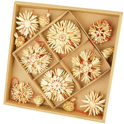 48x Kleine Strohsterne Christbaumschmuck zu Weihnachten I optimale Weihnachtsbaumanhänger schöner Baumschmuck für Ihren Weihnachtsbaum aus Stroh