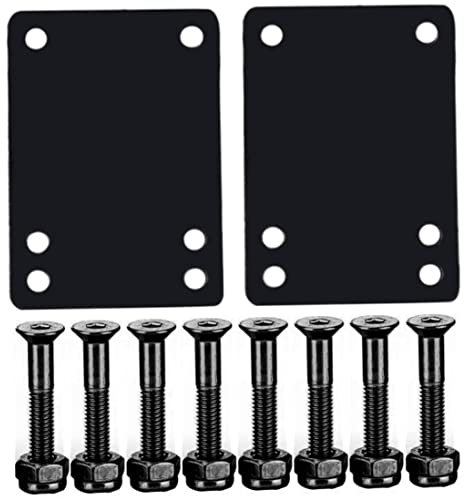NIDONE Tampons de rehaussement 1/8 pour Longboard et Skateboard et 8 vis de Montage de 1 Pouce et écrous