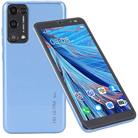 Teléfono Inteligente Dual Sim, para Rino8 Pro HD Pantalla 5.45in Teléfono Celular Desbloqueado RAM 2GB ROM 32GB Teléfono de Reconocimiento Facial Cámara HD Uitra Teléfono Móvil de Pantalla(Azul)
