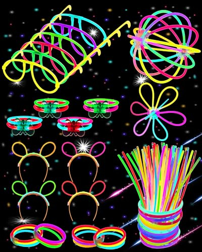Knicklichter Party Set-100x Knicklichter-Knicklichter Kinder-Leuchtstäbe mit Verbinder-Leuchtende Party Deko Party Zubehör-Festival Zubehör