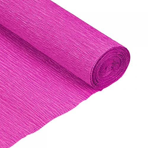 sourcing map Rollo de papel crepé de 7 pies de largo y 20 pulgadas de ancho para ceremonias de boda, decoración de varios festivales grandes, fucsia