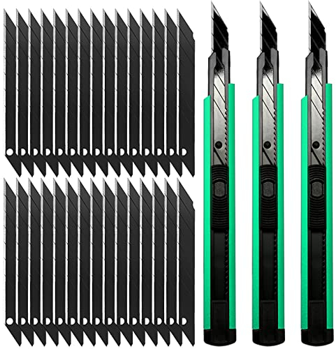 FOSHIO 3 pezza Taglierina di precisione Taglierino Professionale Cutter Utilità Taglierino di Precisione con 30° della Lama 30 Snap-Off Lame 9 mm per Arti Grafiche/Vinile Auto verde