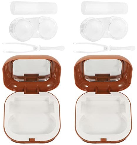 GLEAVI 2 Sets Travel Case Leakproof Small Portable Eye Contacts Carrier for Cosmetics