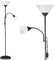 MONZANA® Floor Lamp Alissa | 2-in-1 LED Uplighter and Reading Light | Freestanding Modern Design | Adjustable Flexible Arm | E27 and E14 Bulb Fittings | 175cm | Black