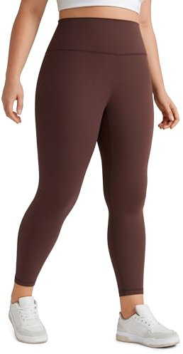 CRZ YOGA Butterluxe Damen Übergröße Leggings - 64cm Große Größen High Waist Workout Leggins Butterweiche Spandex Yogahose Taupe 46