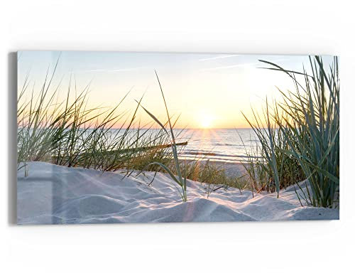DEQORI Glasbild Echtglas | Motiv Ostsee Sonnenuntergang | horizontal einteilig 60x30 cm | schöne Dekoration | Wandbild für Wohnzimmer, Schlafzimmer, Flur & Küche | moderne Wanddeko