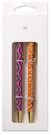 UO Set 2 Bolígrafos En la chispa de la vida recargables. Tinta Azul y negro. Escritura Suave y Diseño Elegante. Ideal para Regalo y Uso Diario.