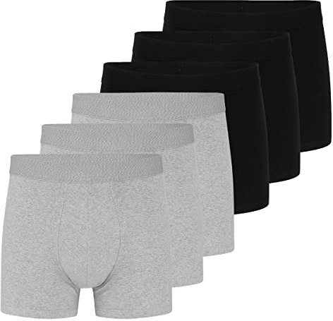 Almonu - Organic Cotton - Retro Short/Pant - Webgummibund - 6er Pack (M Schwarz/Grau Melange)