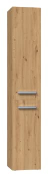 CDF Bad-Hochschrank NEL IV | Farbe: Eiche Artisan | Modernes Badregal | Stauraumschrank | Geräumige Einlegeböden | Türen | Einfache Montage | Stilvolle Griffe