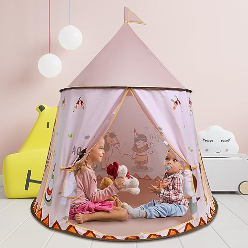 zerotop Kinderspielzelt Spielzelt für Mädchen, Kinder Spielhaus Indoor Teepee Indianerzelt Spielzelt Prinzessin, Kinder Spielzelt, Kinderzimmer Dekor- Lesezelt &Spielzimmer, für Kleinkinder 3-13 Jahre