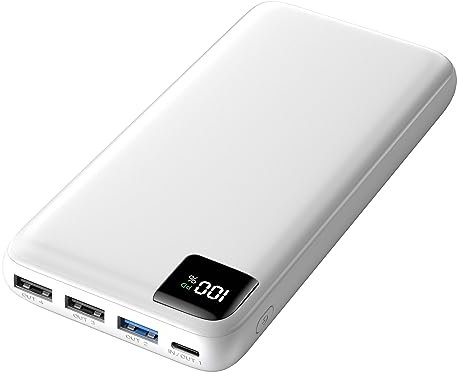 SOARAISE Power Bank 27000mAh Tragbares Ladegerät 22.5W Schnellladung Telefon Ladegerät USB C Externer Akku Pack für Telefon Tablet (weiß)