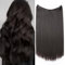 TESS Haarteil Extensions Dunkelbraun, Glatt Haarverlängerung mit Gummiband 1 Tresse Haarverlängerung Synthetische Haare Haarverdichtung 20(50cm)-90g