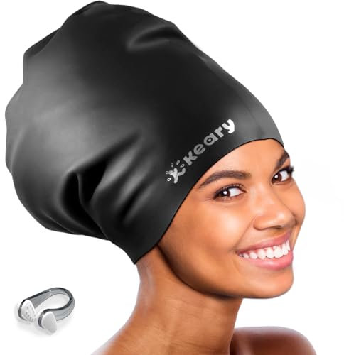 Cuffia da nuoto extra large per trecce e dreadlock afro per capelli lunghi, copertura impermeabile in silicone per orecchie, bagno, piscina, doccia, nuoto, per donne, uomini, giovani, adulti, ragazze,