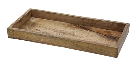 Mango Dekoschale eckig - klein / 34 x 12 cm - Holz Kerzentablett mit Rand - Holzschale Tischdeko Kerzenschale Holztablett Kerzenteller Deko Tablett