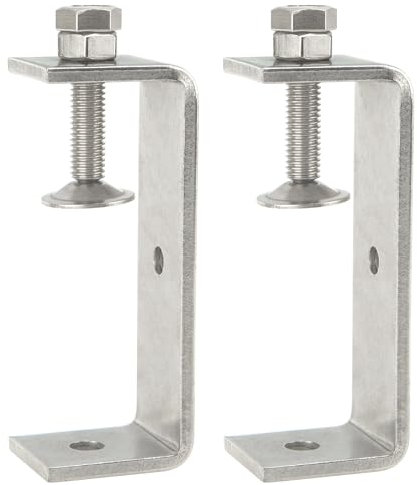 Foxwake Stainless Steel C Clamps 3.8In for Mounting, Heavy Duty Metal U Clamp for Metal Working Small Desk Clamp with Stable Wide Jaw Opening & Protective Pads/I-Beam Design (2pcs)