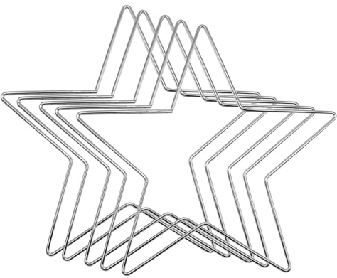 LZLUCKCOME 5 Stück Metallring zum Basteln, Herz/Mond/Fünfeck Traumfänger und DIY Weihnachten Handwerk Basteln, für Hochzeit Kranz, Traum Catcher (Fünfzackiger Stern(100MM*5), Weiß)