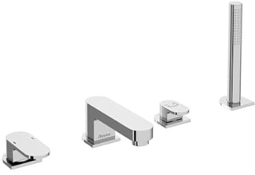 4-Loch Badewannenarmatur | 4-Loch Wannenrandarmatur mit Ausziehbarem Handbrause | 4-Loch Armatur für Badewanne mit Handbrause | Chrome | RAVAK