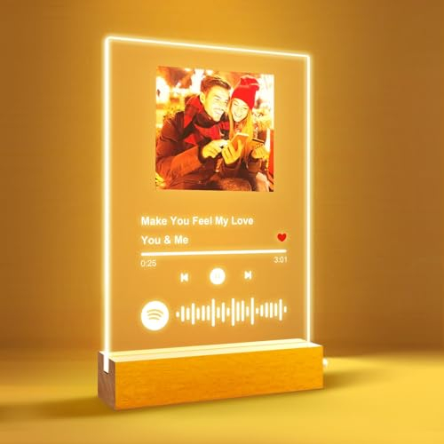 DXDOING Plaque Spotify personnalisée en acrylique | Cadre photo en verre musical personnalisé pour vos proches | Cadeau unique pour lui ou elle | Personnalisable avec photo