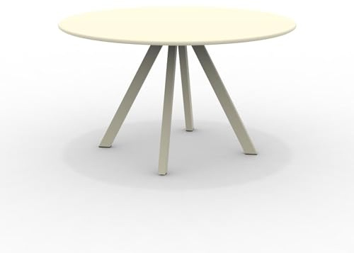 MONDO VIRO Runder Tisch aus verzinktem Metall Daisy für den Garten, zerlegbar, 130 x 130 cm, 75 h (Perlweiß)