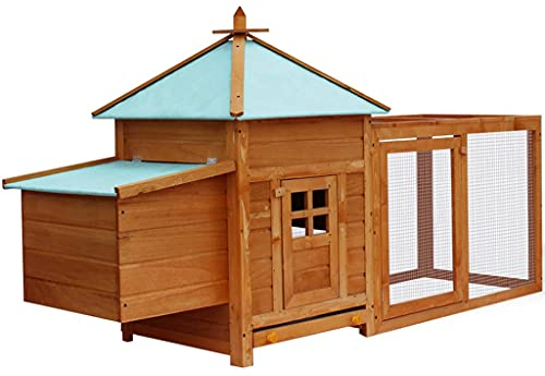 FENLAX Hühnerstall aus Massives Tannenholz 190x72x102 cm Braun Hühnerstall Holz Hühnerstall Winterfest Hühnerhaus Hühnerstall Hühner Gehege für Draußen Voliere Kleintierstall